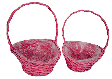 Set 2 Cosuri din Rachita, Forma de Munte, Roz Inchis Set 2 Cosuri din Rachita, Forma de Munte, Roz Inchis