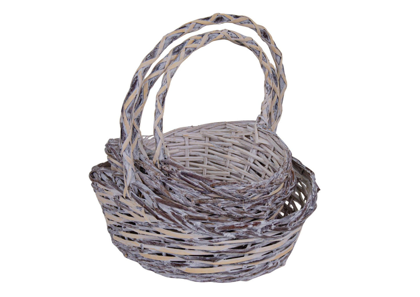 Set 3 Cosuri din Rachita Neprelucrata cu Cateva Rachite Curatate Forma de Munte