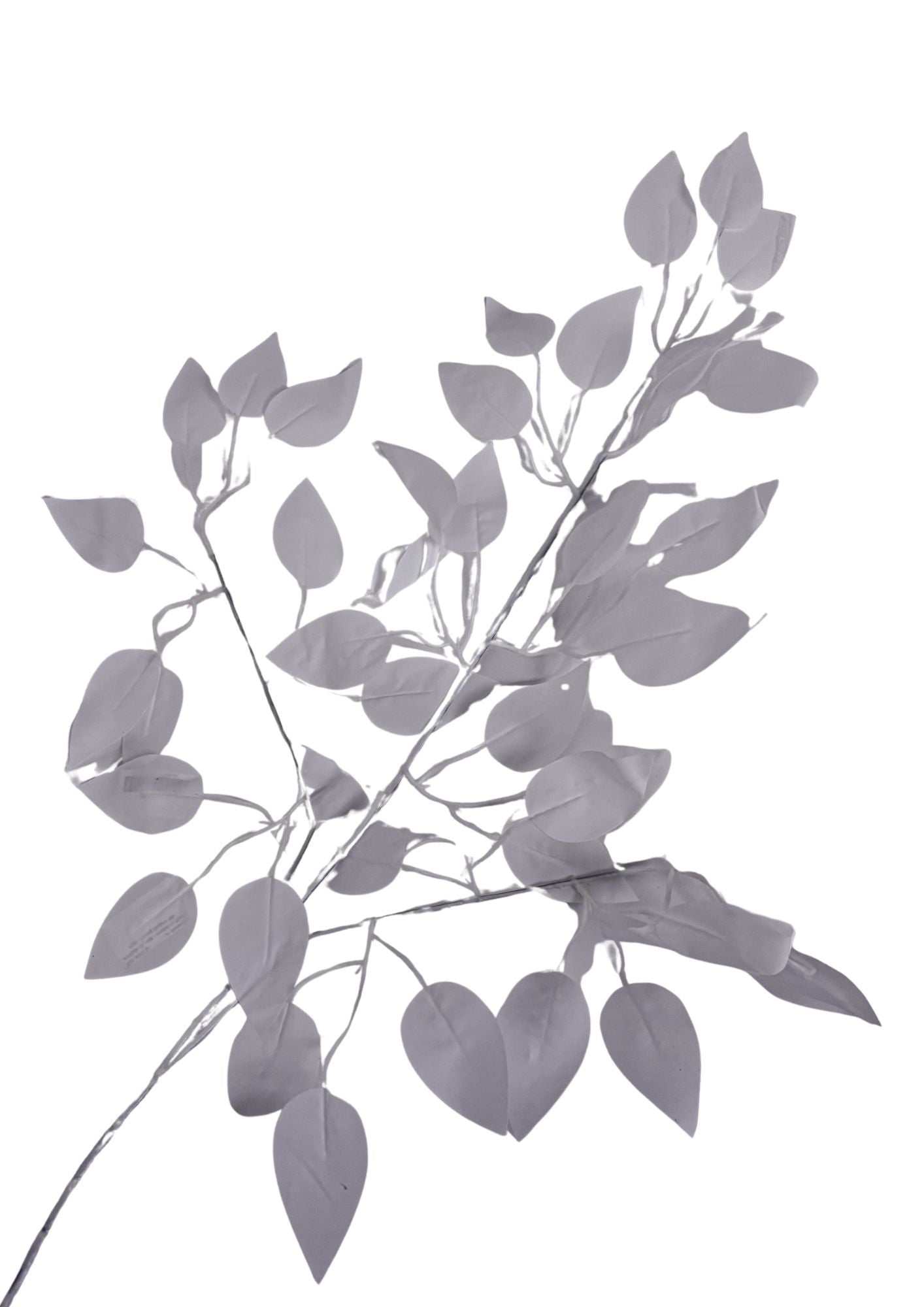 Set 12 Buc ramuri decorative artificiale alb mat model cu frunze ovale, finisaj elegant