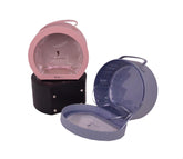 Cutie semirotunda tip gentuta din piele cu latura transparenta