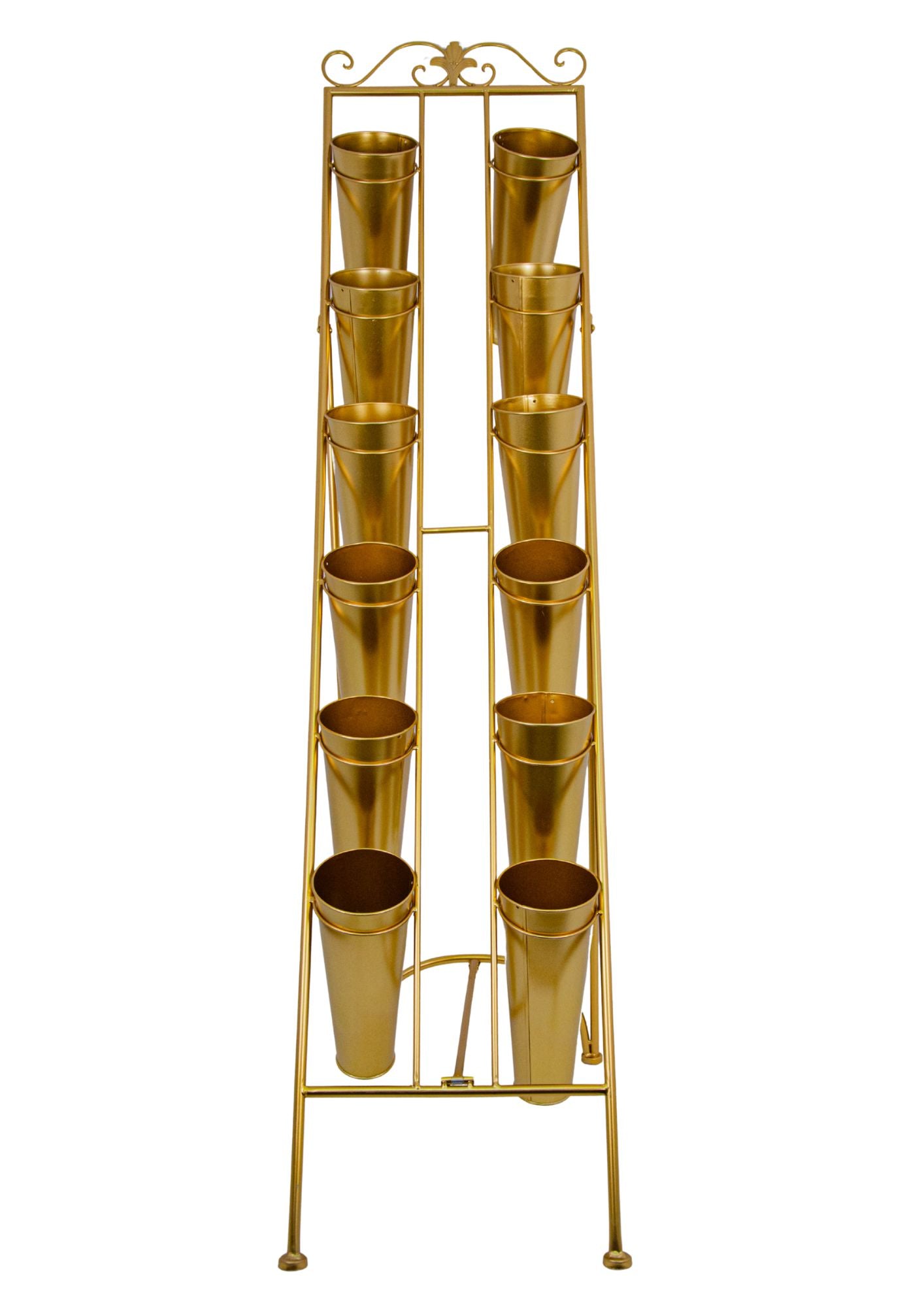 Suport metal alb cu 12 vaze din plastic