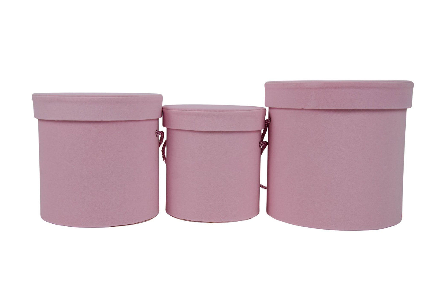 Set 3 Cutii Rotunde din Velura pentru Flori H13.5-H17