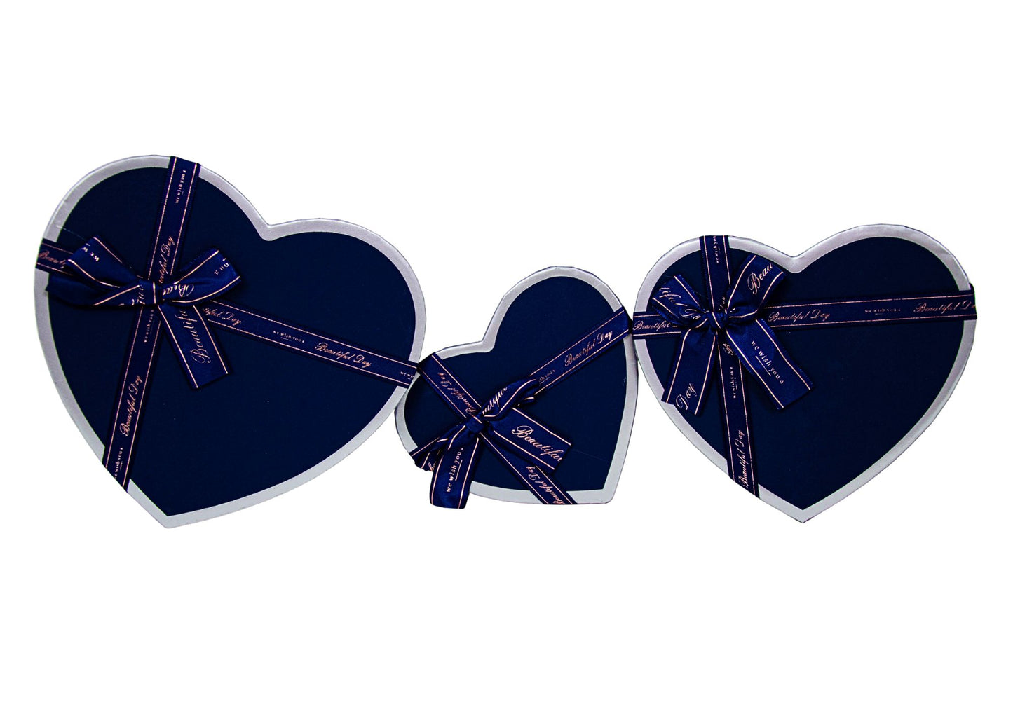 Set 3 Cutii Inima Tip Cadou cu Funda pentru Flori H6-H9