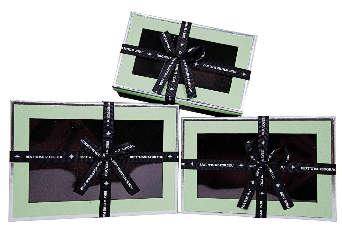 Set 3 Cutii Dreptunghi cu Geam si Funda pentru Flori H6.5-H9.5