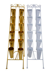 Suport metal alb cu 12 vaze din plastic