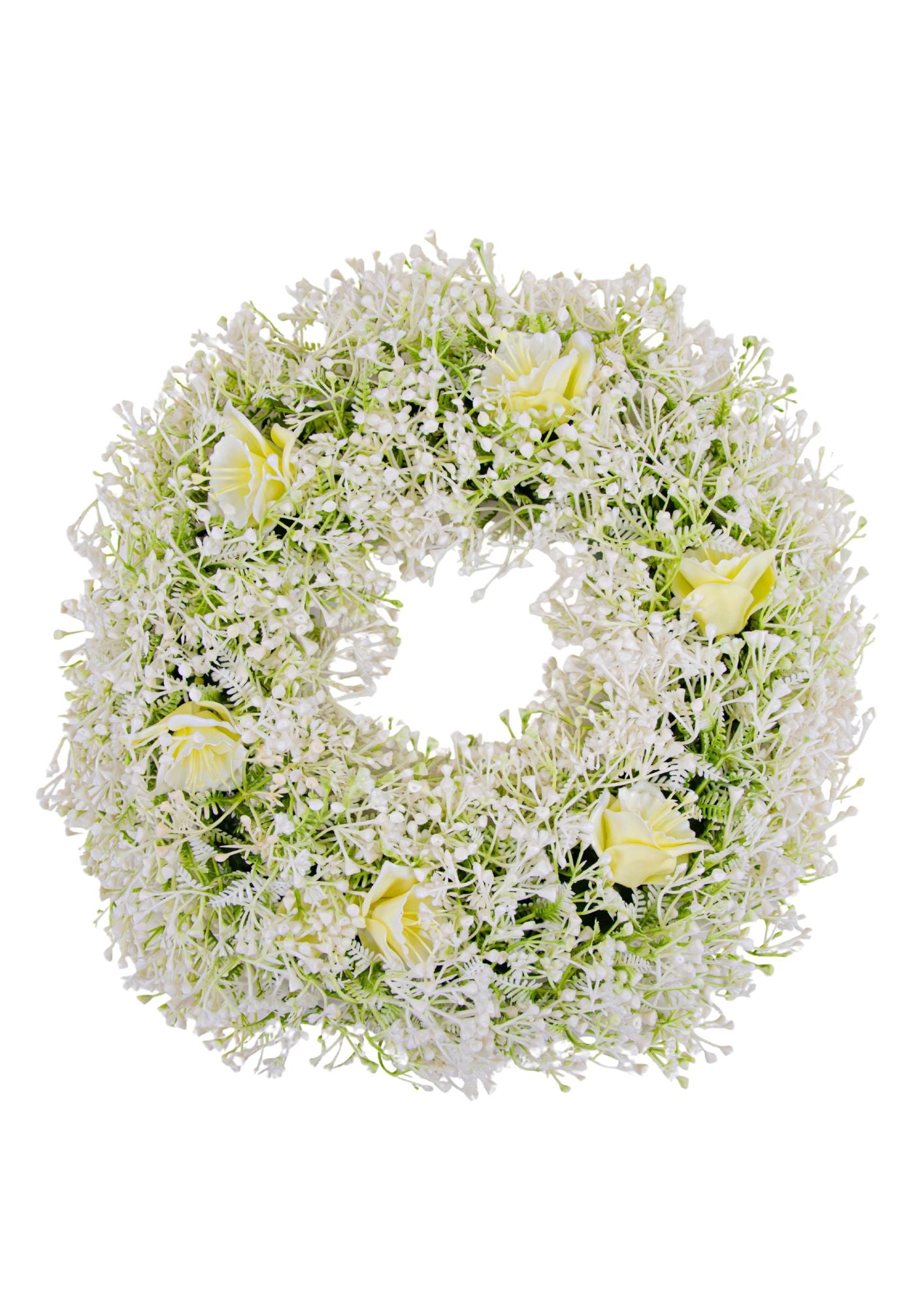 Coronita Flori Albe din Plastic 39 cm