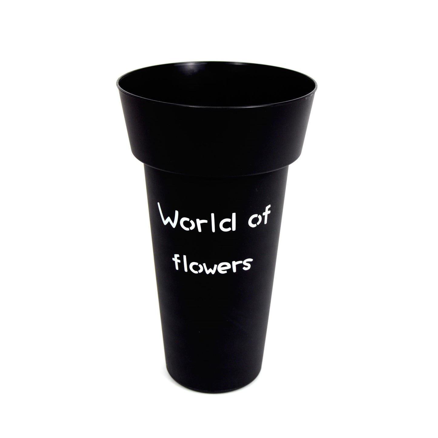 Ghiveci din plastic, rotund uni cu inscriptie