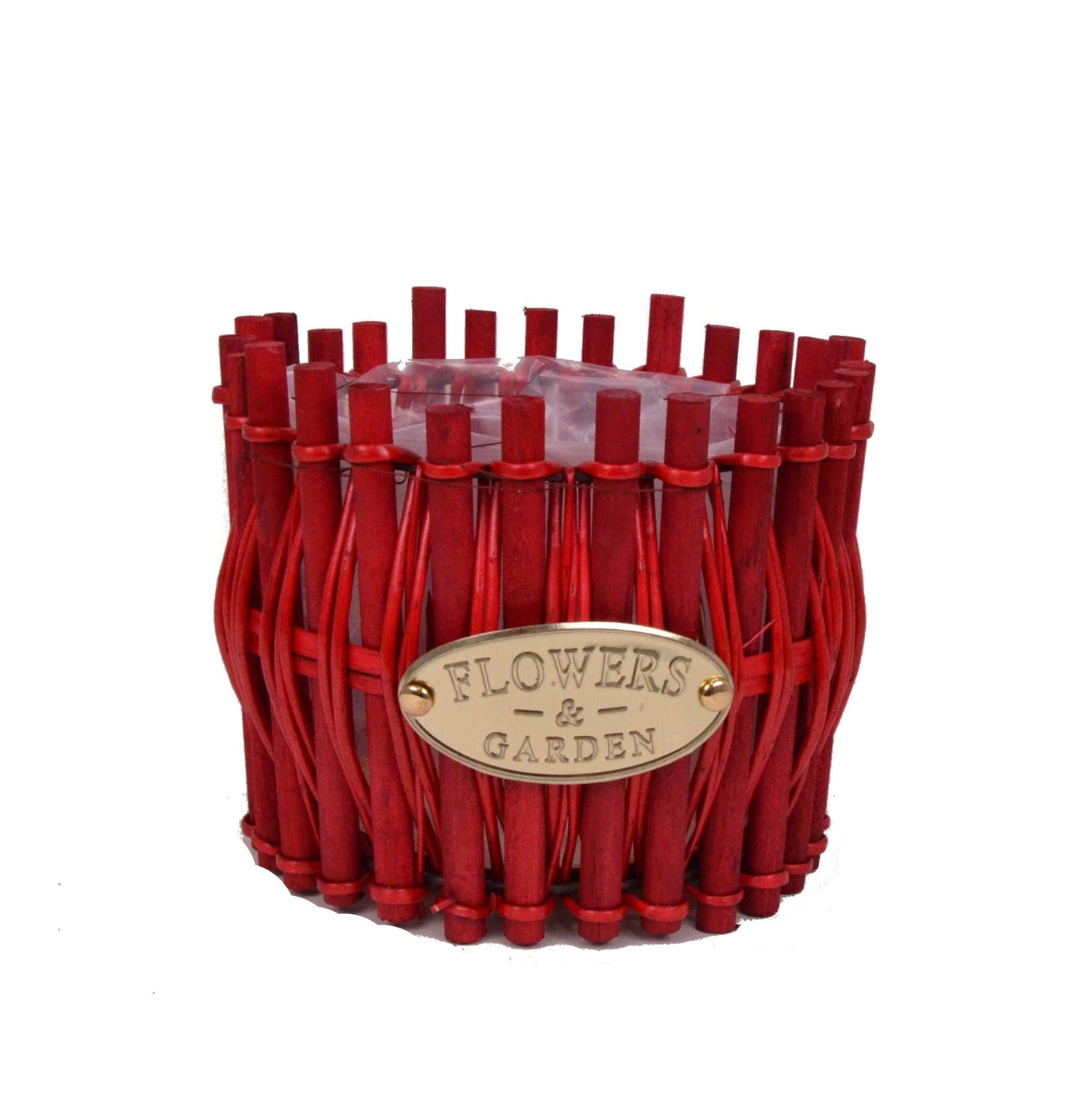 Ghiveci din surcele de lemn, rotund captusit cu folie din plastic