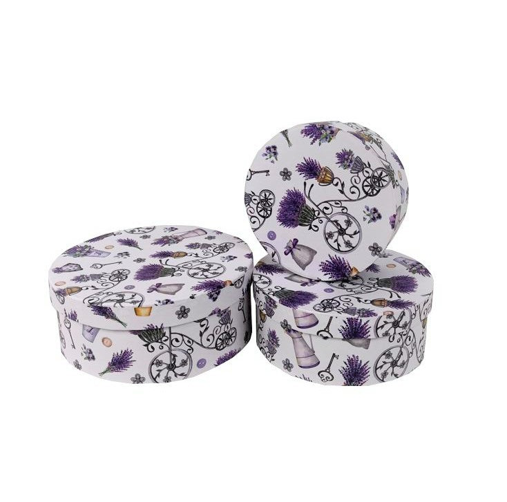 Set 3 Cutii Rotunde cu Imprimeu Foto pentru Flori H6-H8