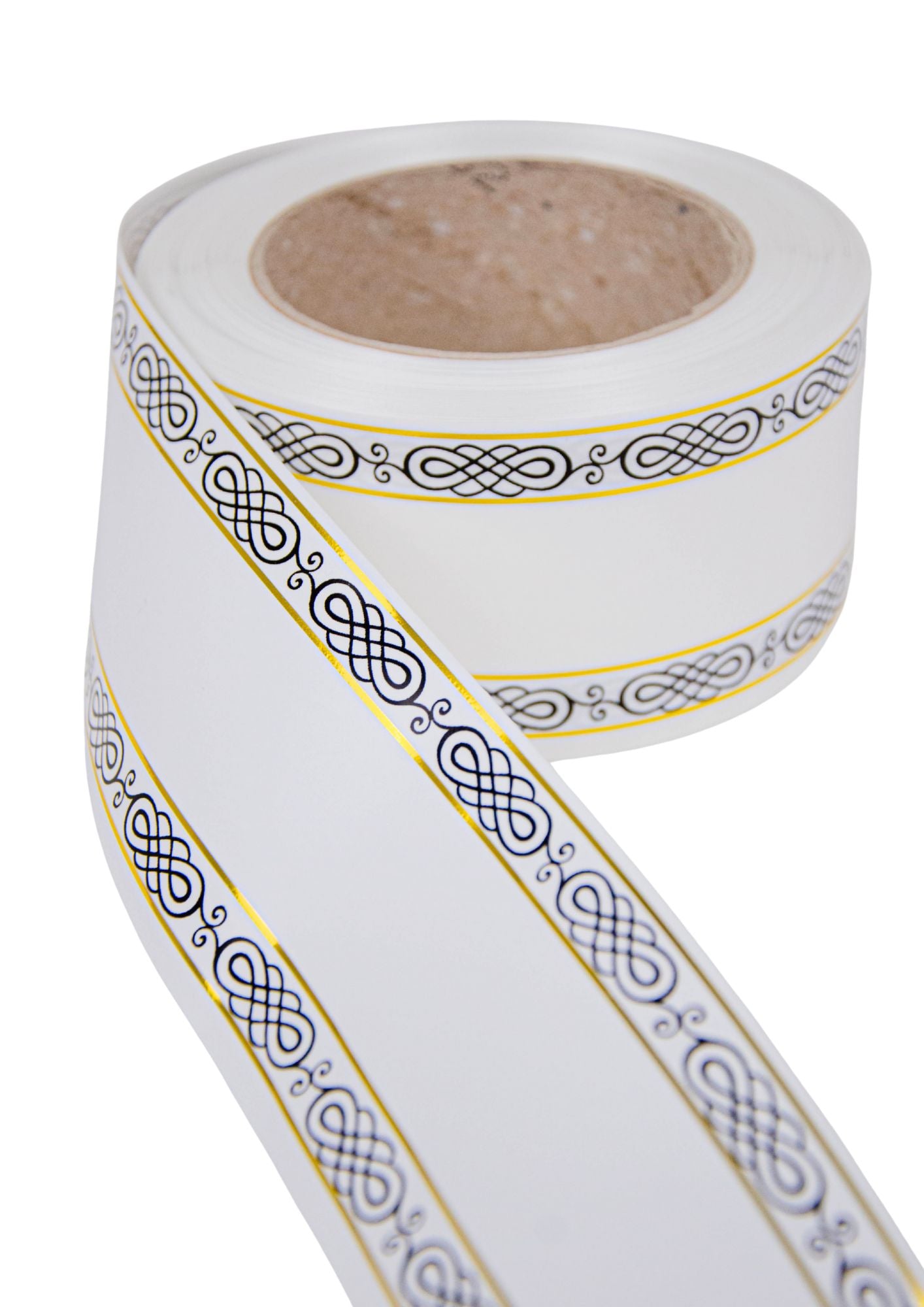 Panglica funerara cu fir auriu pe margini