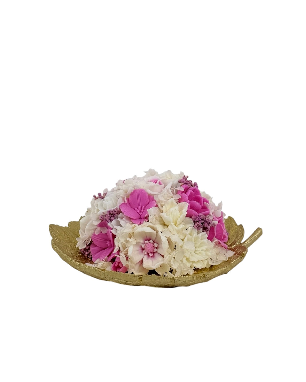 Aranjament Florar din Sapun Organic Parfumat cu Suport Ceramica tip Frunza