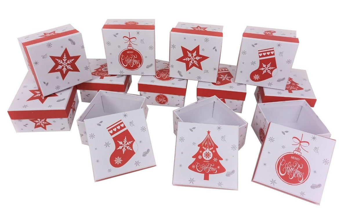 Set 12 cutii patrate mici model Craciun