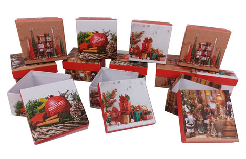 Set 12 cutii patrate mici model Craciun Set 12 cutii patrate mici model Craciun