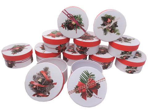 Set 12 cutii rotunde mici model Craciun Set 12 cutii rotunde mici model Craciun
