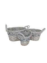 Set 3 cosuri ovale din rachita si nuiele cu doua toarte