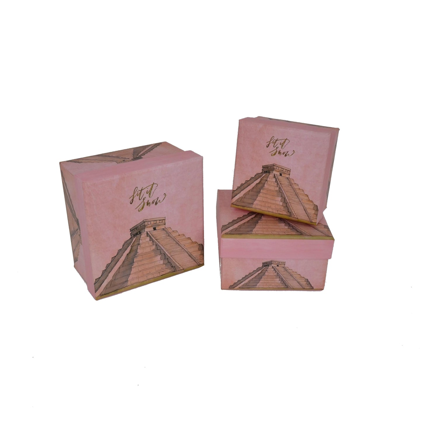 Set 3 Cutii Patrate cu Imprimeu pentru Flori H6-H8