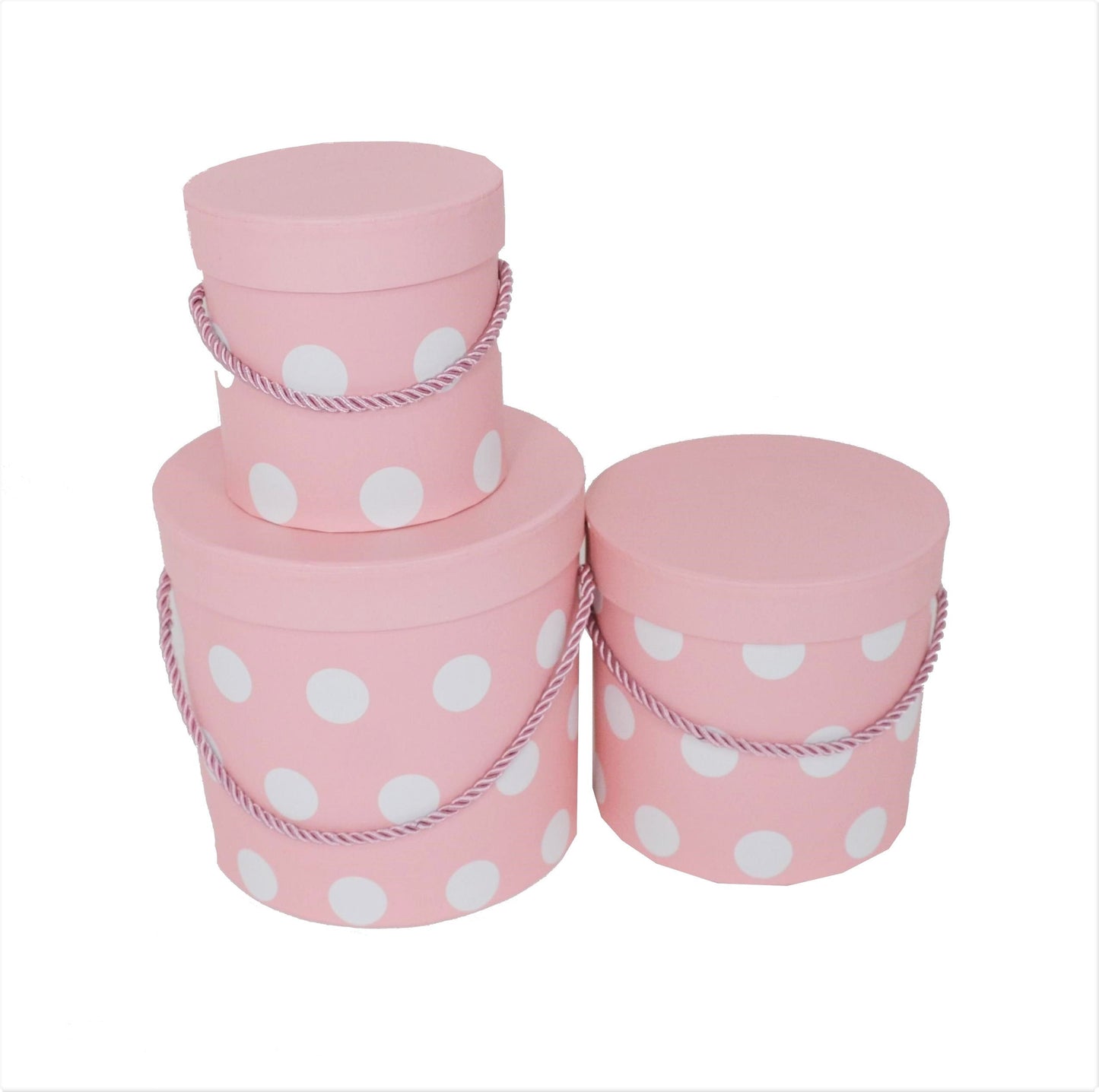 Set 3 Cutii Rotunde cu Imprimeu Buline pentru Flori H12-H17