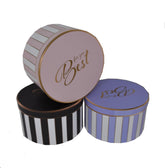 Set 3 cutii rotunde imprimeu cu dungi