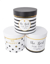 Set 3 cutii rotunde cu imprimeu