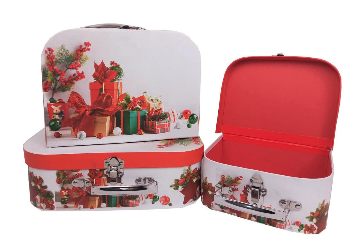 Set 3 cutii tip valiza model craciun
