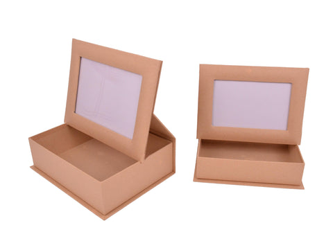Set doua cutii dreptunghiulare uni cu rama foto pe capac Set doua cutii dreptunghiulare uni cu rama foto pe capac