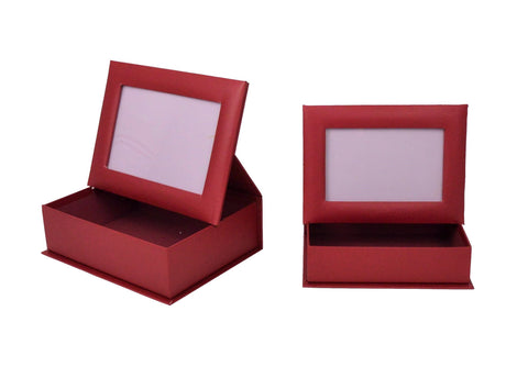 Set doua cutii dreptunghiulare uni cu rama foto pe capac Set doua cutii dreptunghiulare uni cu rama foto pe capac