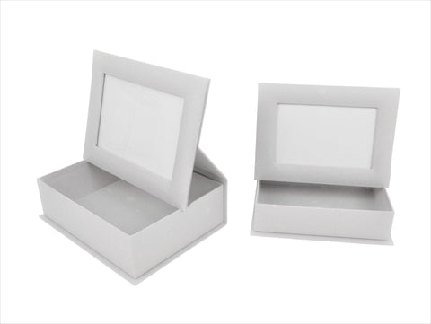 Set doua cutii dreptunghiulare uni cu rama foto pe capac Set doua cutii dreptunghiulare uni cu rama foto pe capac