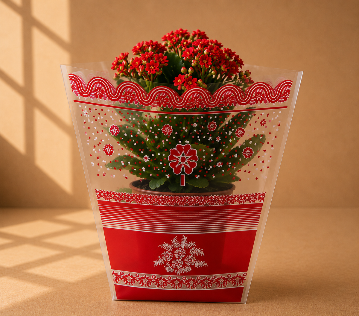Pungi conice pentru ghivece - ornament rosu