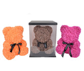 Ursulet din trandafiri de sapun in cutie transparenta H 40