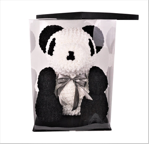 Ursulet din trandafiri de spuma tip panda H 40 fara cutie Ursulet din trandafiri de spuma tip panda H 40 fara cutie