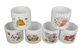 Set 4 vase ceramice rotunde cu flori