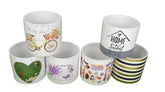 Set 4 vase ceramice rotunde cu imprimeu