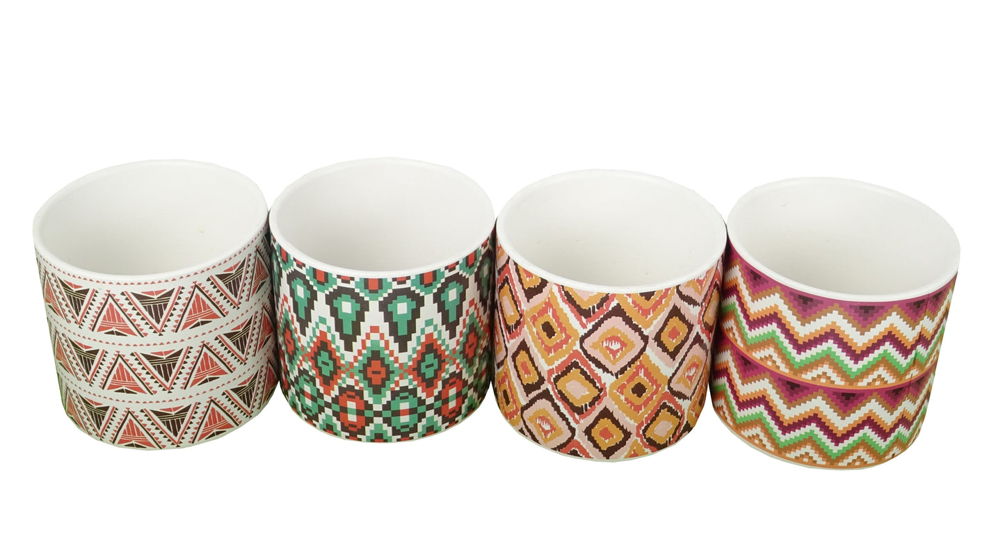 Set 4 vase ceramice rotunde cu imprimeu H 10 M 1