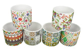 Set 4 vase ceramice rotunde cu imprimeu