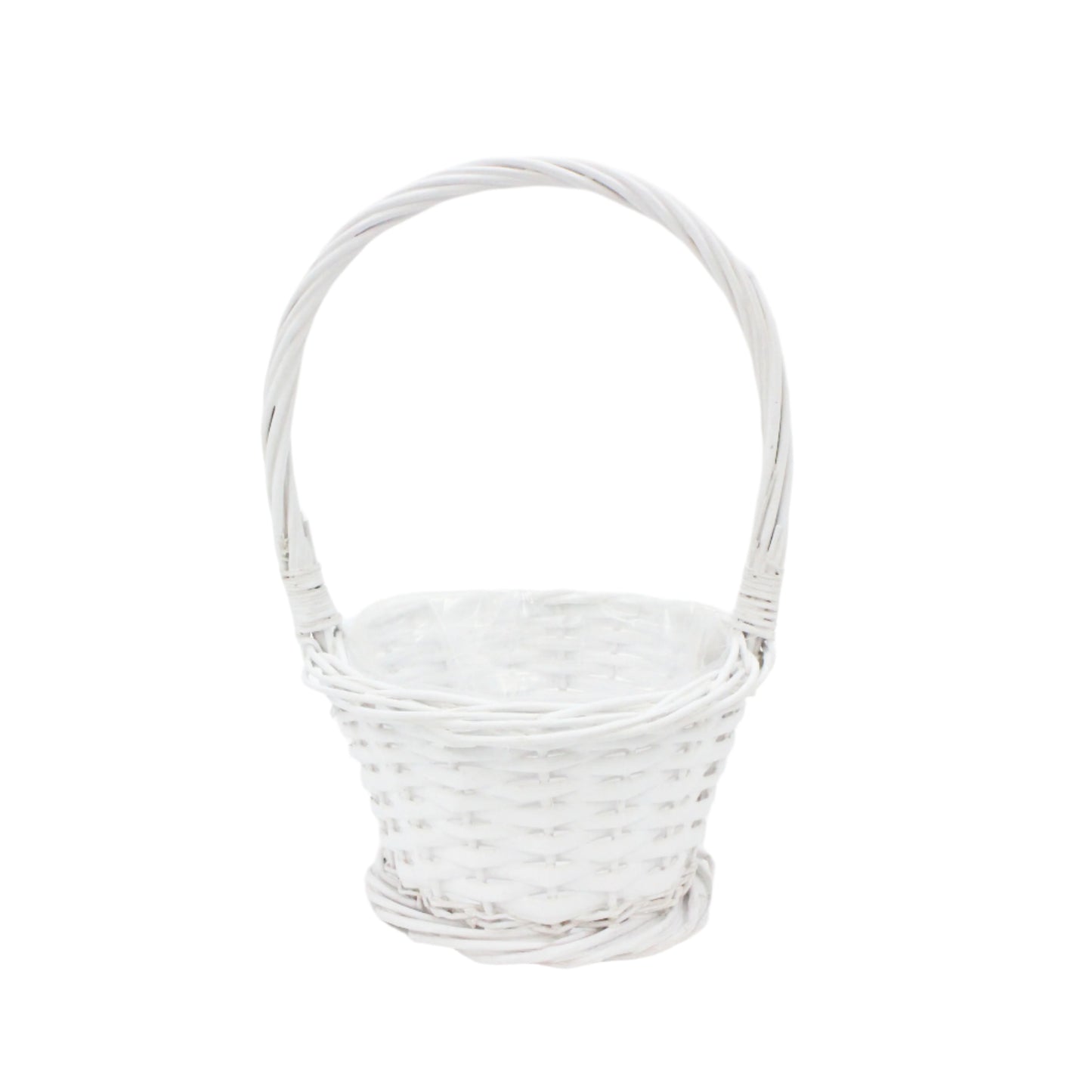 Cos din Rachita Forma Rotunda cu Partea Superioara Marita Alb