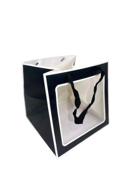 Set 12 pungi din hartie cu laterala transparenta mare