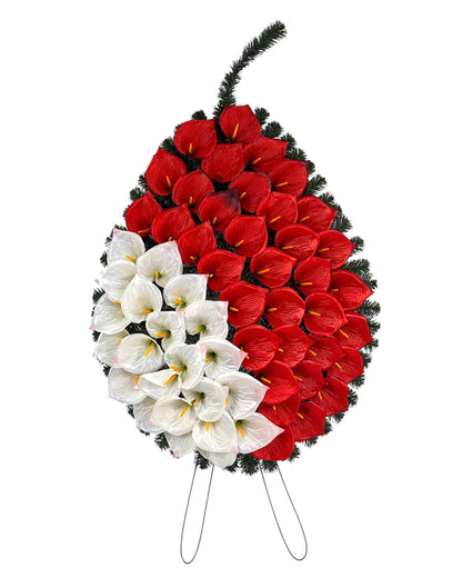 Coroana Brad Artificial Lacrima cu Flori H 110 cm Varianta Plina C2