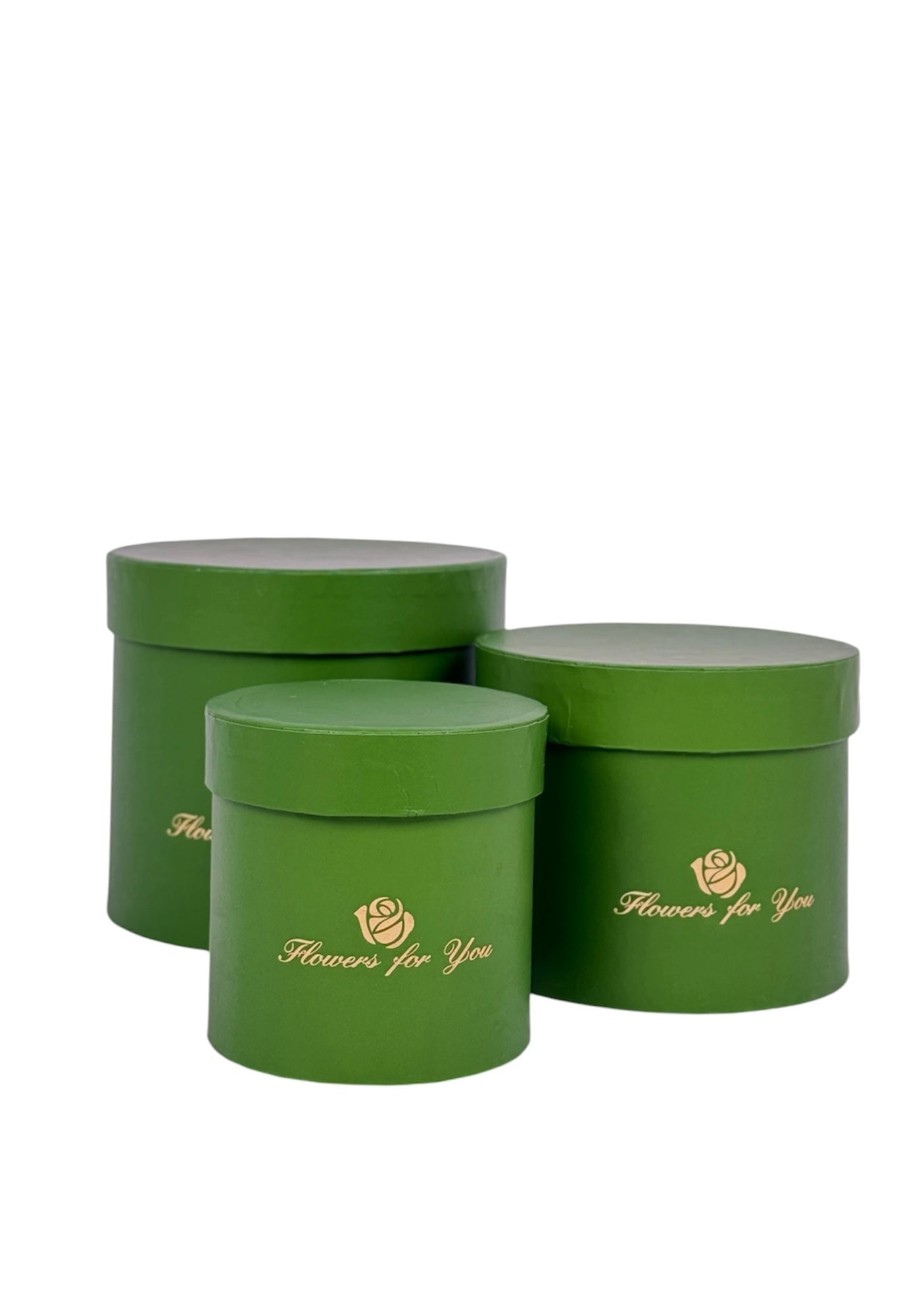 Set 3 Cutii Rotunde Uni cu Inscriptie "Flowers For You" H11-H14