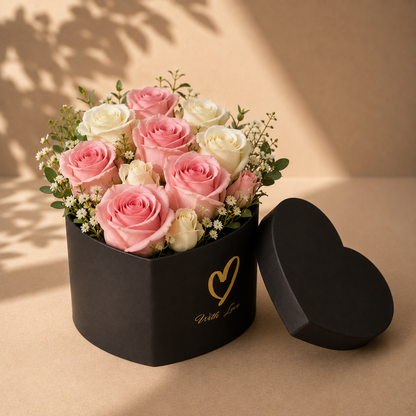Cutie Tip Inima Uni cu Inscriptie pentru Flori D12x10 H10.5 cm