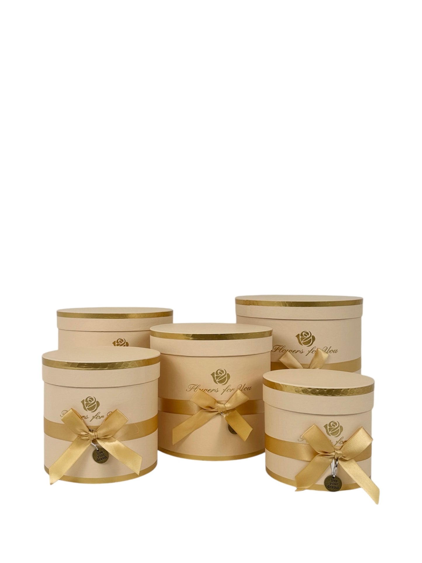 Set 5 Cutii Rotunde cu Funda pentru Flori "Flowers For You" H12-H21