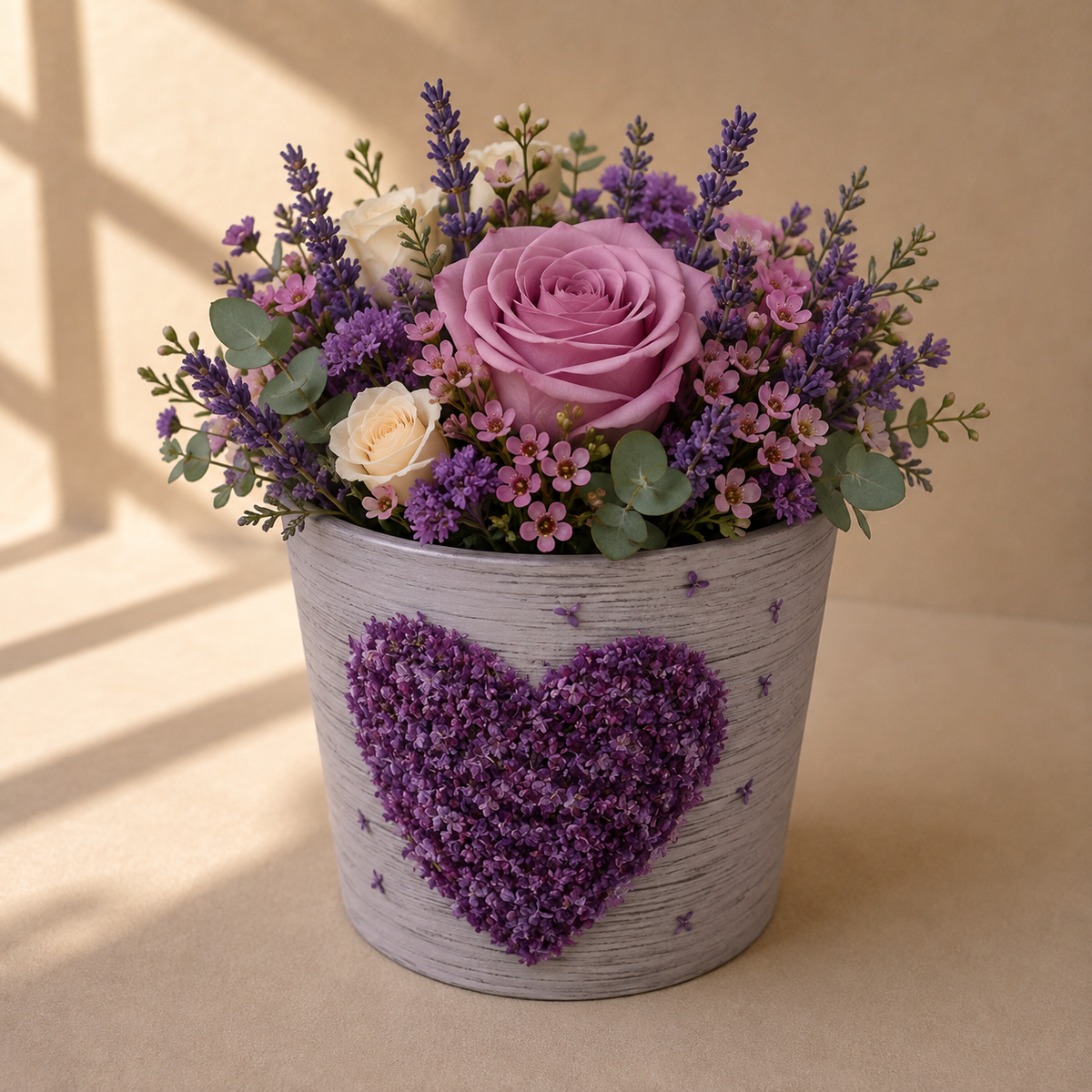 Cutie Rotunda cu Imprimeu Foto pentru Flori D14 x H15 cm