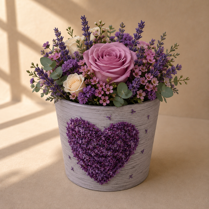 Cutie Rotunda cu Imprimeu Foto pentru Flori D14 x H15 cm