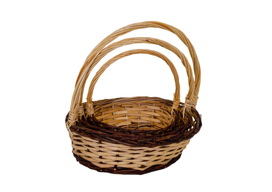 Set 3 Cosuri Ovale din Rachita Natur