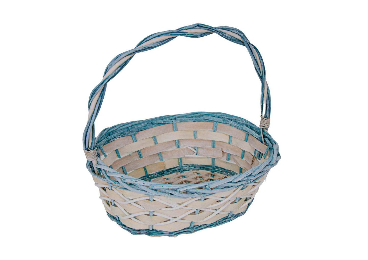 Set 3 Cosuri Ovale cu Rachita Verde Aschii de Lemn si Vita de Vie Artificiala Alba