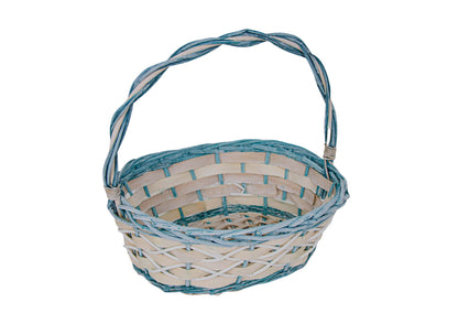 Set 3 Cosuri Ovale cu Rachita Verde Aschii de Lemn si Vita de Vie Artificiala Alba