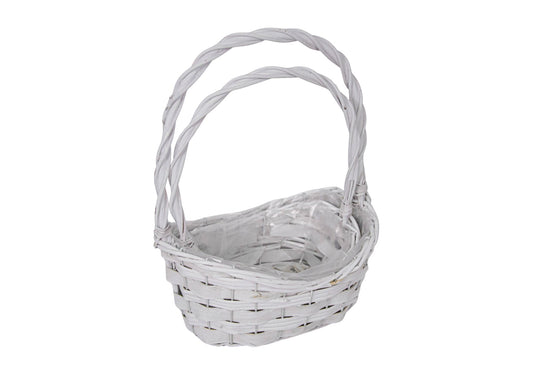 Set 2 Cosuri din Rachita Forma Barca cu Aschii de Lemn Alb