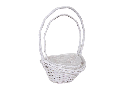 Set 2 Cosuri din Rachita cu Aschii de Lemn Alb