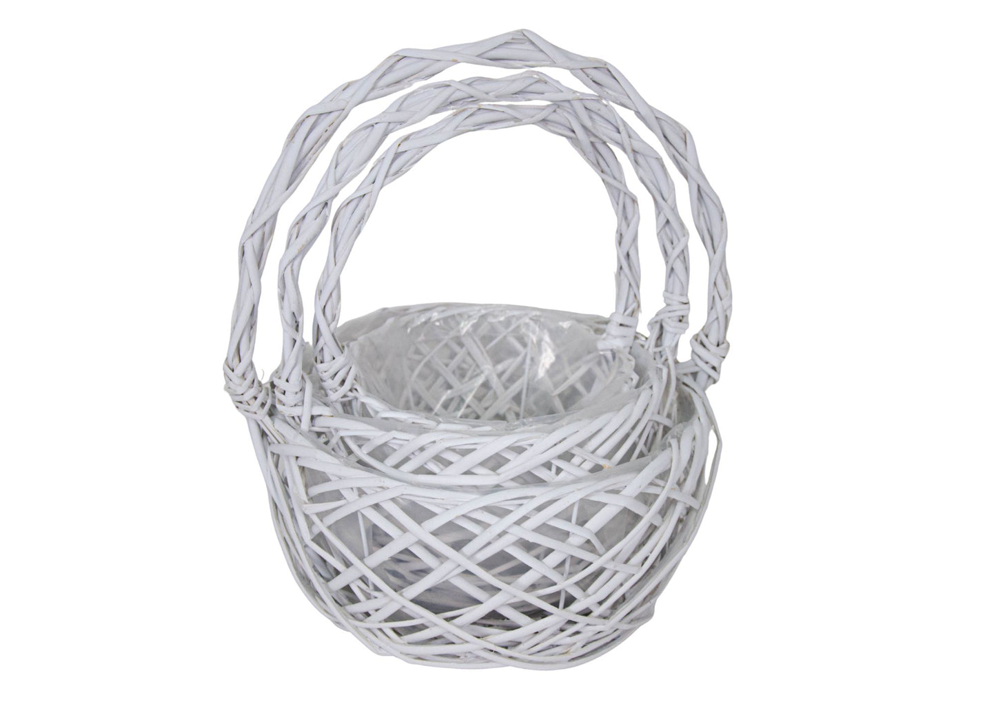 Set 3 Cosuri Rotunde din Rachita Alb