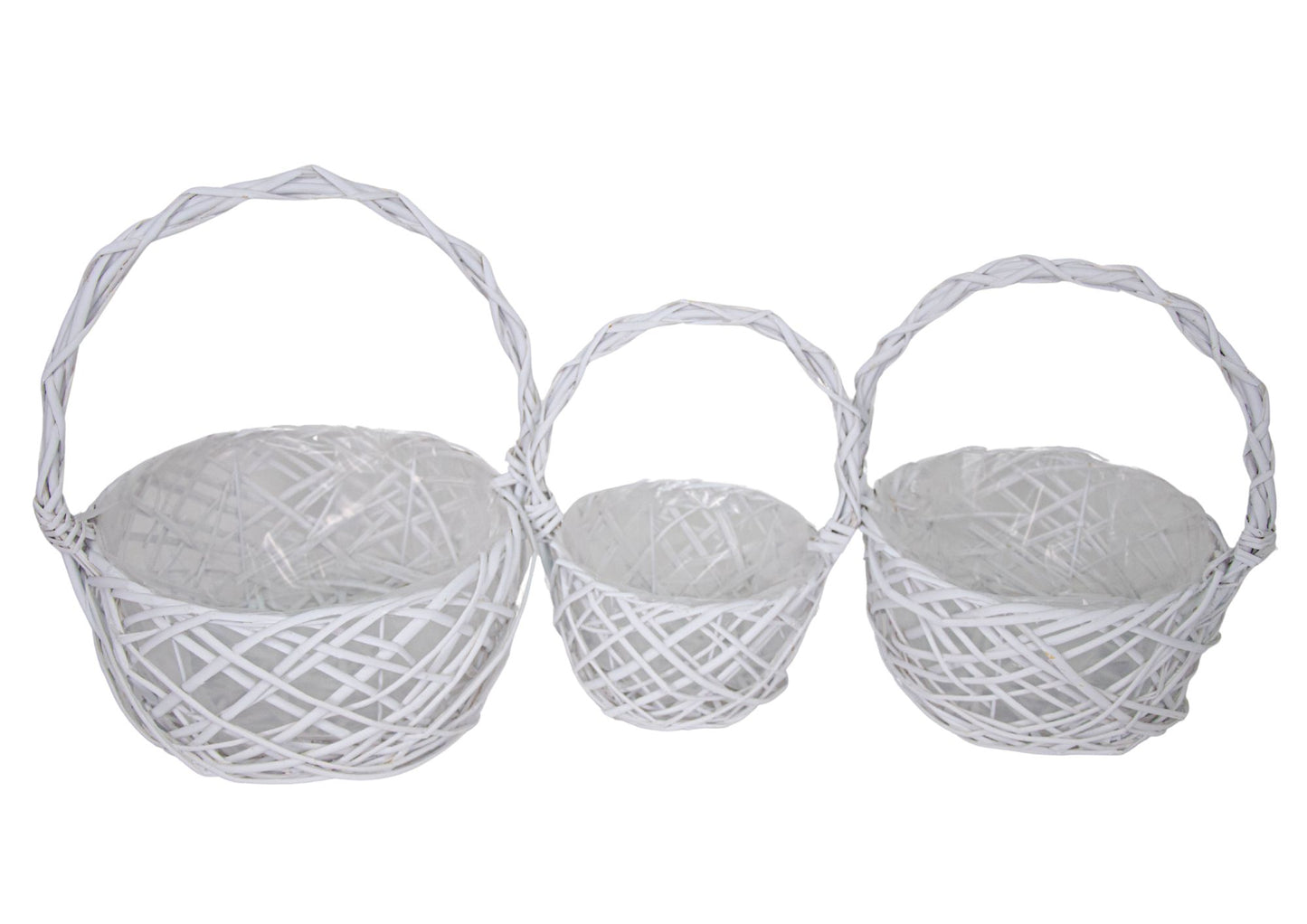 Set 3 Cosuri Rotunde din Rachita Alb