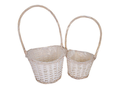 Set 2 Cosuri din Rachita, Forma Lingou de Aur, Alb